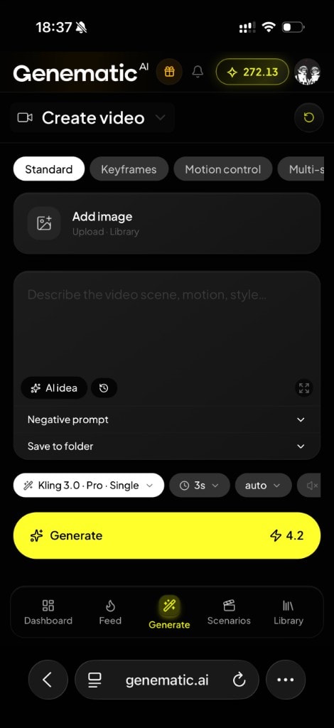 Create Video · Standard